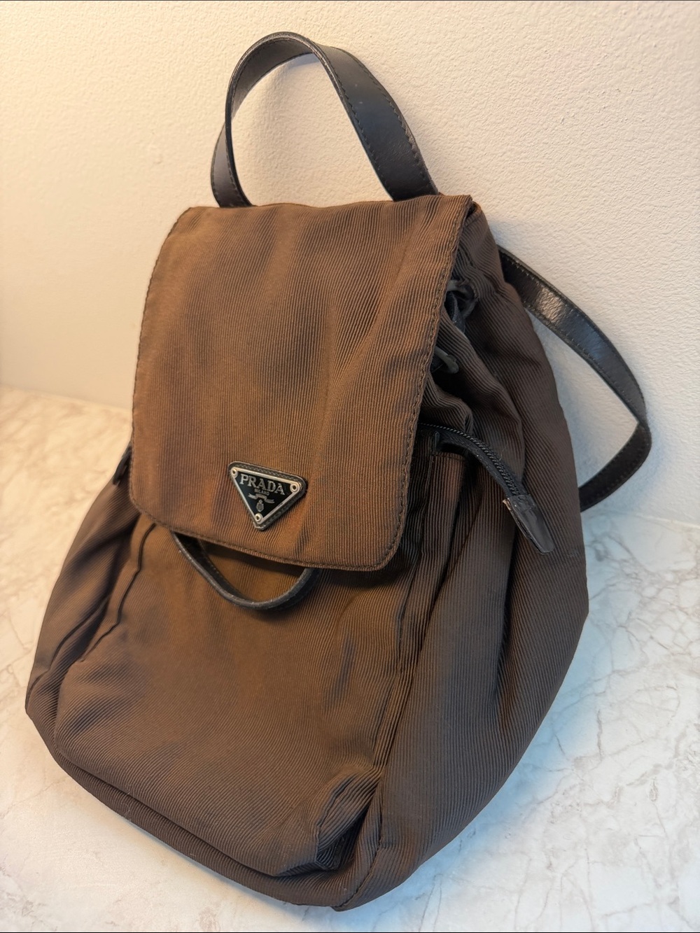 Prada Brown Nylon Backpack with Leather Trim - Picture 8 of 10